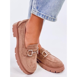 Mocassini Karins con fibbia in camoscio color kaki beige 2