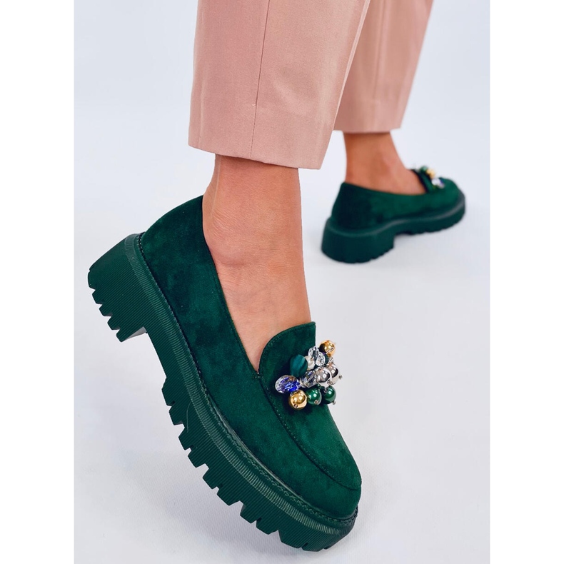 Mocassini platform con cristalli Dollin Green verde 1