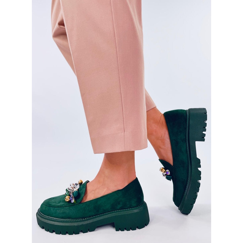 Mocassini platform con cristalli Dollin Green verde 2
