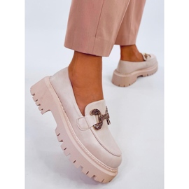 Mocassini Buess Beige in pieno fiore con plateau 1