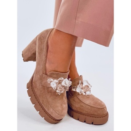 Mocassini Nadine Khaki stivaletti con tacco alto beige 1