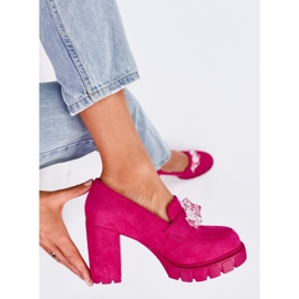 Mocassini Nadine Stivaletti con tacco fucsia rosa 2