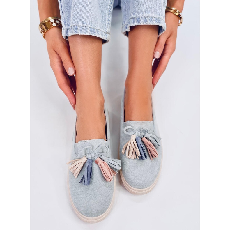 Mocassini con nappine Krauss grigi blu 1