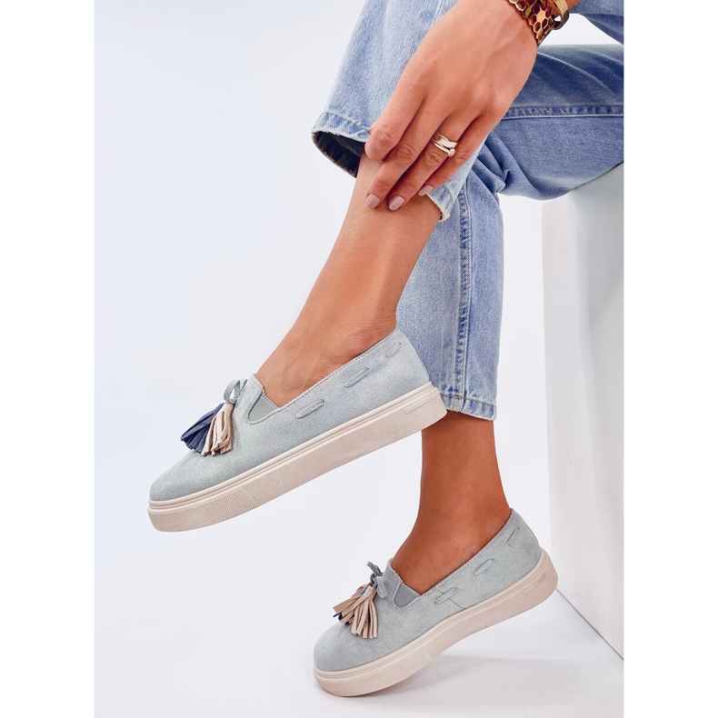 Mocassini con nappine Krauss grigi blu 2