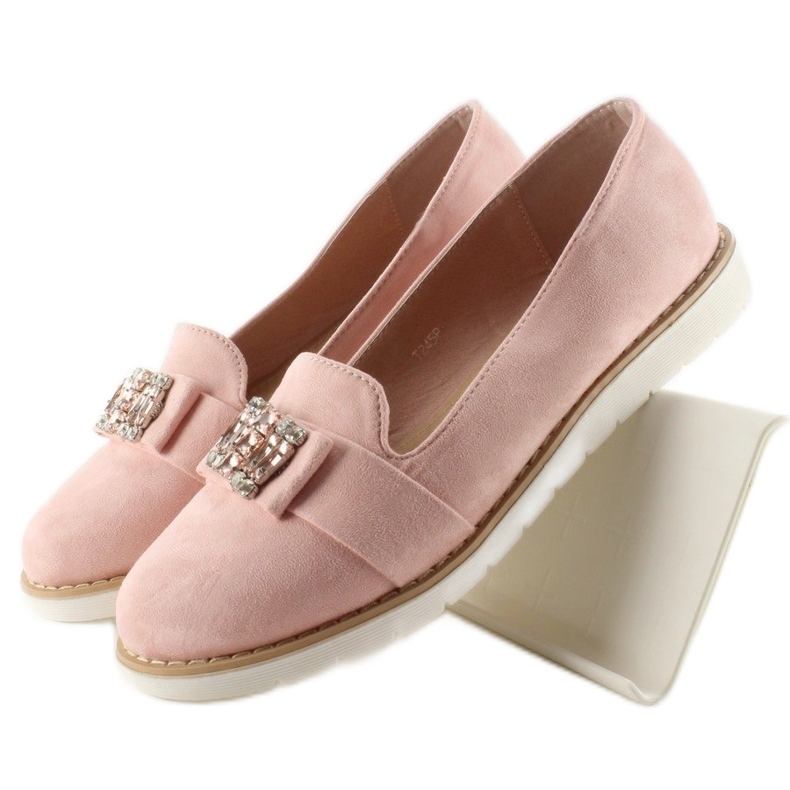 Mocassini in camoscio pastello T245 Rosa 1