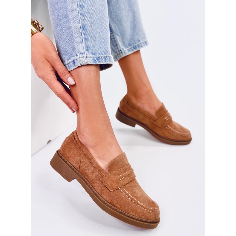 Mocassini in camoscio da donna Antye Camel marrone 2