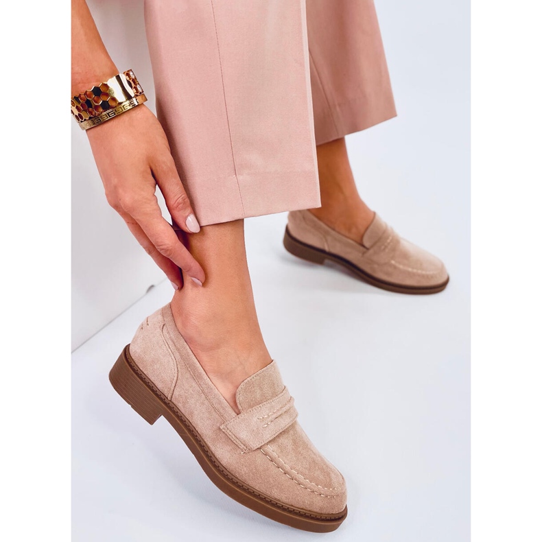 Mocassini in camoscio da donna Antye Khaki beige 1
