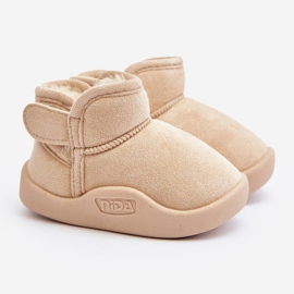 Doposci da bambino beige foderati di pelliccia, Benigna 1