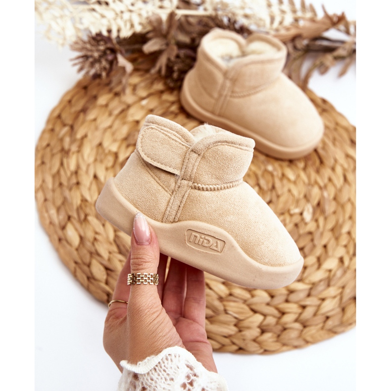 Doposci da bambino beige foderati di pelliccia, Benigna 2