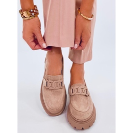Mocassini Leena Khaki con plateau e fibbia beige 1