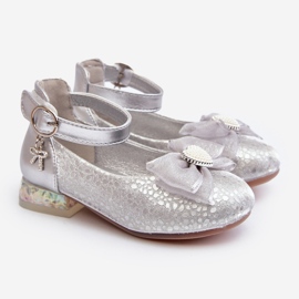 Ballerine per bambini con fiocco argentato Nanthea d'argento 1