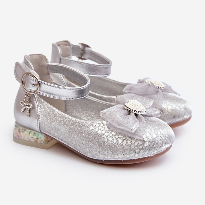 Ballerine per bambini con fiocco argentato Nanthea d'argento 1