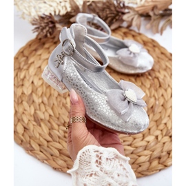 Ballerine per bambini con fiocco argentato Nanthea d'argento 2