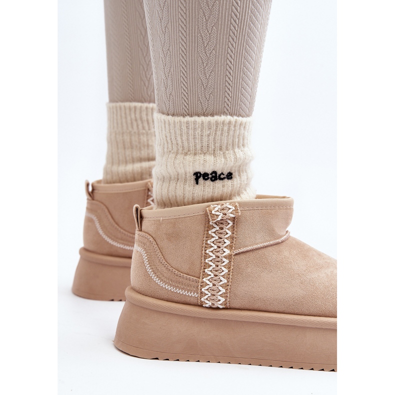 Stivali da neve con plateau e motivo Udra beige 2