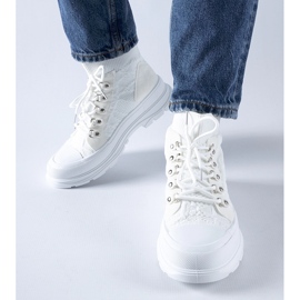 Sneakers alte bianche in tessuto di Casalma bianco 1