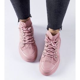 Sneakers alte Casalma in tessuto rosa 1