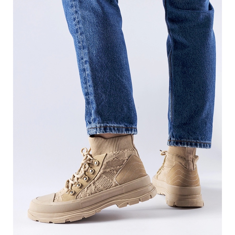 Sneakers alte in tessuto beige di Casalma 1