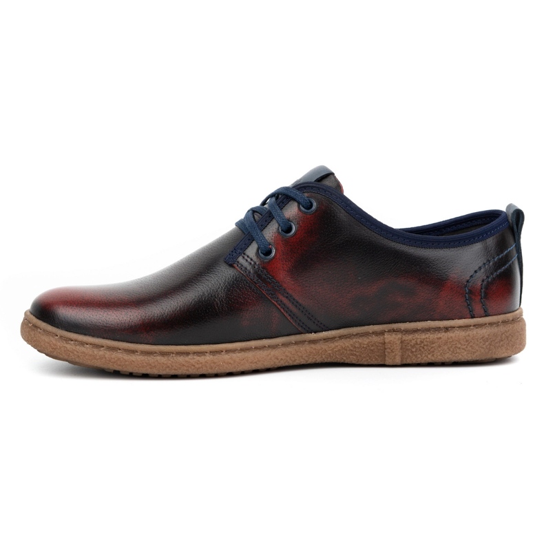 Kampol Scarpe casual in pelle da uomo 22KAM, bordeaux rosso 1