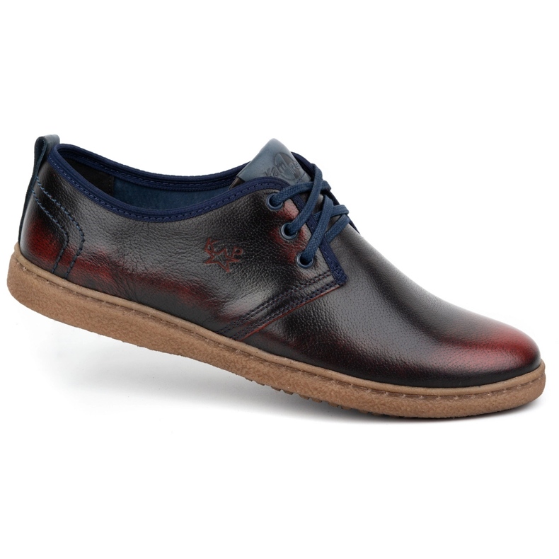 Kampol Scarpe casual in pelle da uomo 22KAM, bordeaux rosso 2