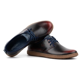 Kampol Scarpe casual in pelle da uomo 22KAM, bordeaux rosso 5