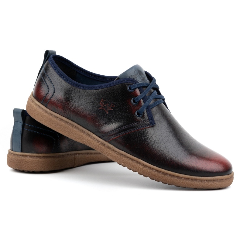 Kampol Scarpe casual in pelle da uomo 22KAM, bordeaux rosso 7