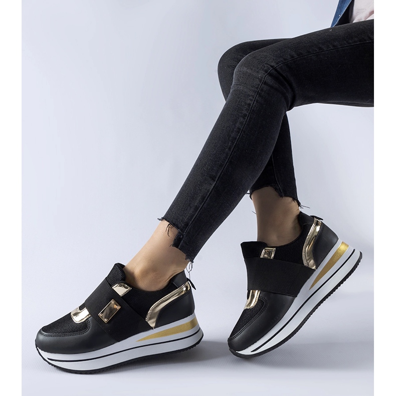 Sneakers slip-on nere con plateau Sages nero 1