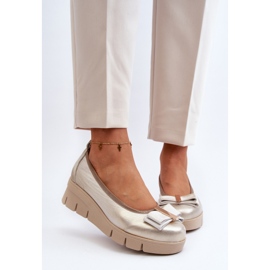 Lewski Shoes Ballerine in pelle su plateau con decorazione, Golden Lewski 3384 d'oro 2