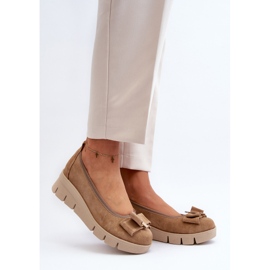 Lewski Shoes Ballerine in pelle su plateau con decorazione, Beige Lewski 3384 2