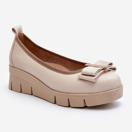 Lewski Shoes Ballerine in pelle su plateau con decorazione, Crema Lewski 3384 bianco 1