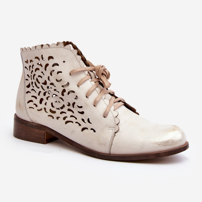 Zazoo 2871 Stivaletti stringati traforati da donna, oro, spazzolato d'oro 2