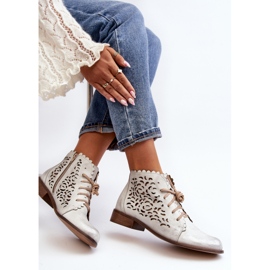 Zazoo 2871 Stivaletti stringati traforati da donna, Argento d'argento 2