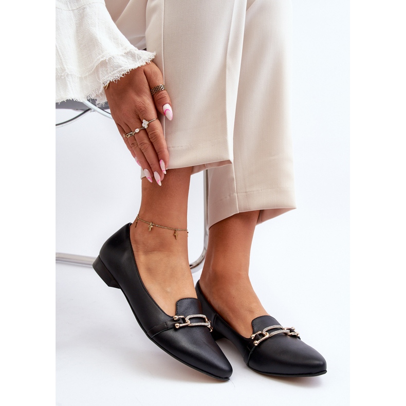 Zazoo 2885 Ballerine in Pelle Con Decorazione, Nere nero 1