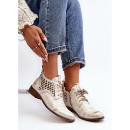 Zazoo 2878 Stivaletti bassi in pelle traforata da donna, Argento d'argento 2