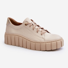 Zazoo 2919 Scarpe da Donna in Pelle con Suola Spessa, Beige 2