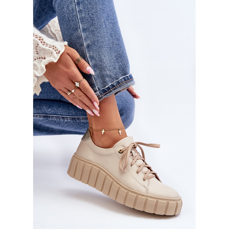 Zazoo 2919 Scarpe da Donna in Pelle con Suola Spessa, Beige 1