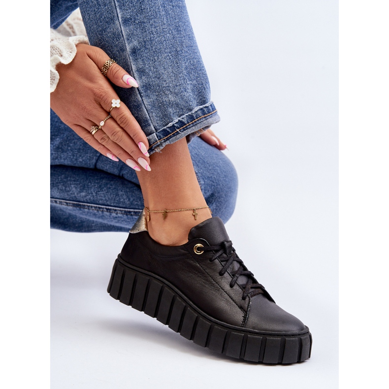 Zazoo 2919 Scarpe da Donna in Pelle con Suola Spessa, Colore Nero 1