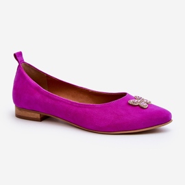 Zazoo 2887 Ballerine In Camoscio Con Farfalla Decorativa Fucsia rosa 1