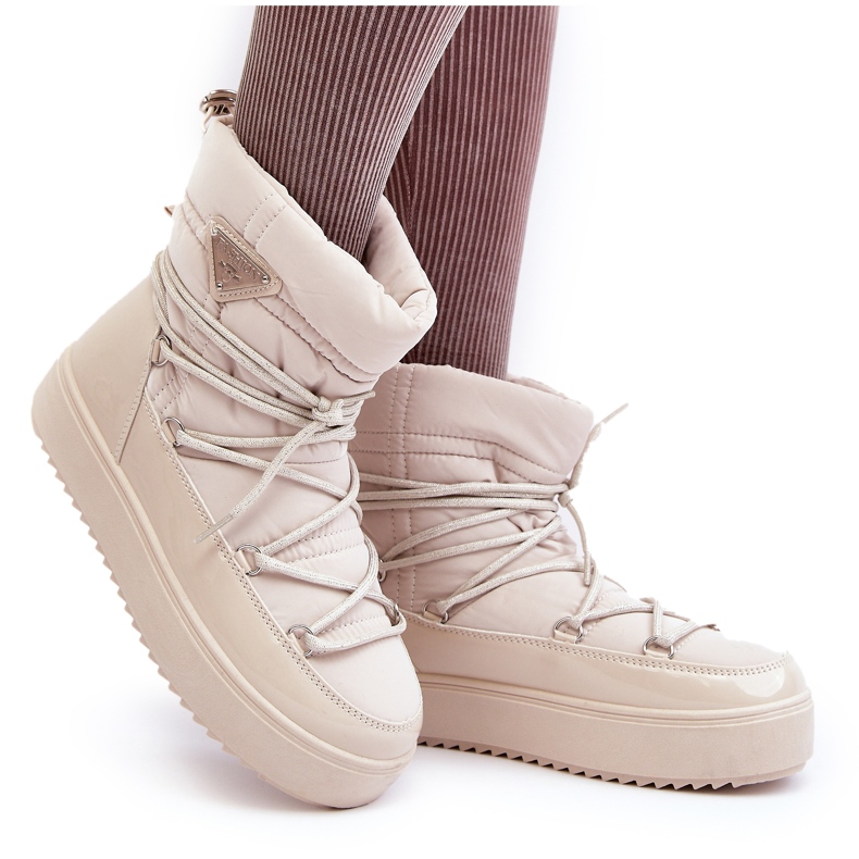 Seastar Stivali da neve con plateau e allacciatura da donna, Beige 6