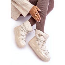 Seastar Stivali da neve con plateau e allacciatura da donna, Beige 3