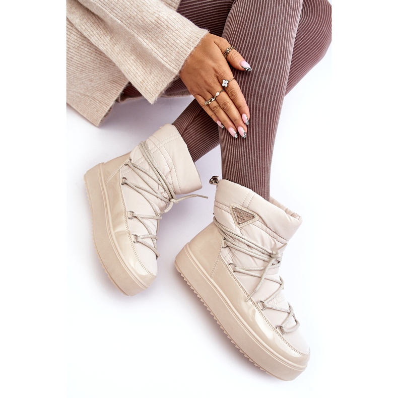 Seastar Stivali da neve con plateau e allacciatura da donna, Beige 3