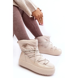 Seastar Stivali da neve con plateau e allacciatura da donna, Beige 2