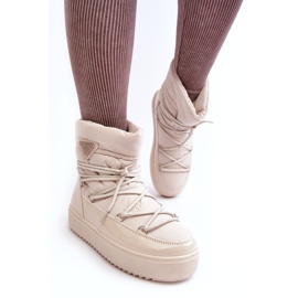 Seastar Stivali da neve con plateau e allacciatura da donna, Beige 1