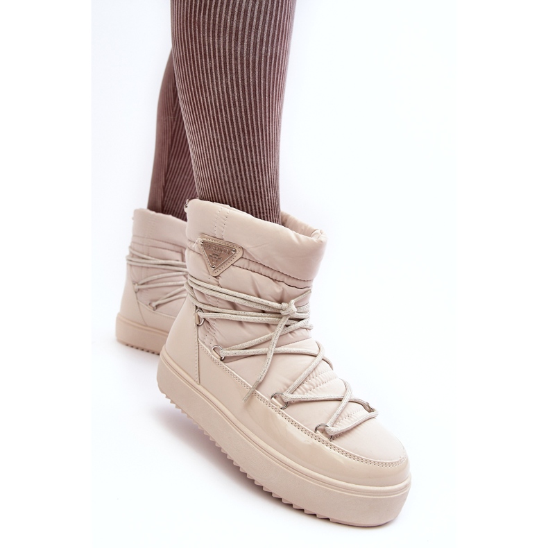 Seastar Stivali da neve con plateau e allacciatura da donna, Beige 5