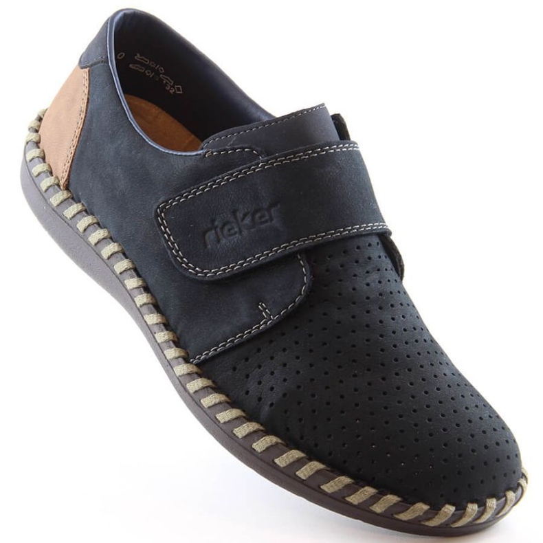 Scarpe Rieker M RKR585 in pelle con chiusura strappo, blu navy 1