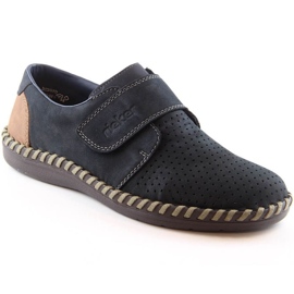 Scarpe Rieker M RKR585 in pelle con chiusura strappo, blu navy 2