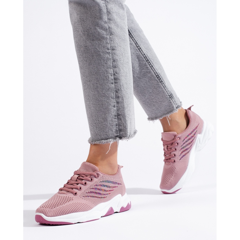 TRENDI Scarpe sportive Sneakers viola rosa 2