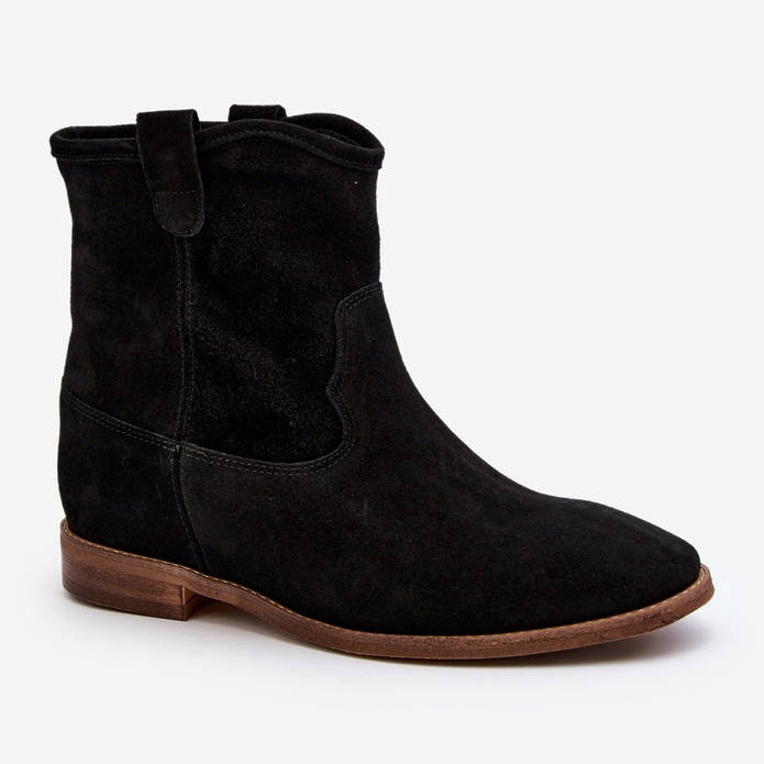 Zazoo 2326 Stivaletti slip-on da donna in pelle scamosciata, neri nero 2