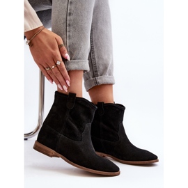 Zazoo 2326 Stivaletti slip-on da donna in pelle scamosciata, neri nero 1