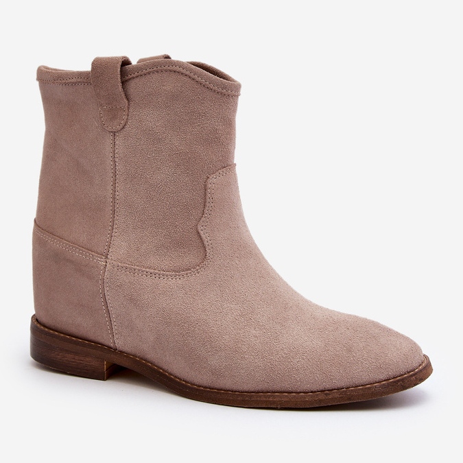 Zazoo 2326 Stivaletti slip-on da donna in pelle scamosciata, Beige 2