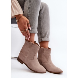 Zazoo 2326 Stivaletti slip-on da donna in pelle scamosciata, Beige 1